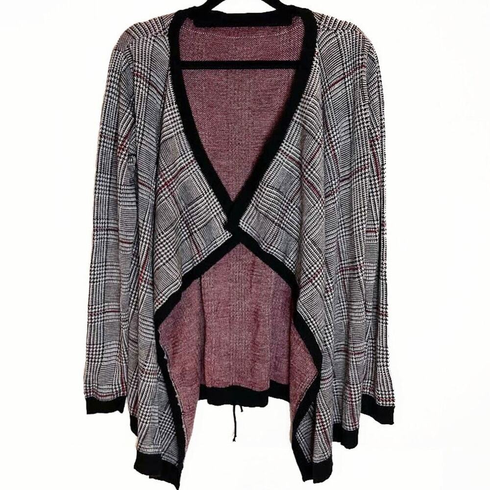 Plaid Open Front Cardigan Sweater Size M - NWOT